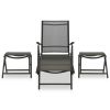 3 Piece Patio Lounge Set Textilene and Aluminum Black