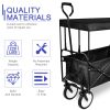 YSSOA Heavy Duty Folding Portable Hand Cart with Removable Canopy, 8'' Wheels, Adjustable Handles and Double Fabric for Shopping, Picnic, Beach, Campi