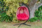 66 H x 34 W x 43 D Outdoor Red Hanging Egg Patio Chair with Cushion and C Type Bracket